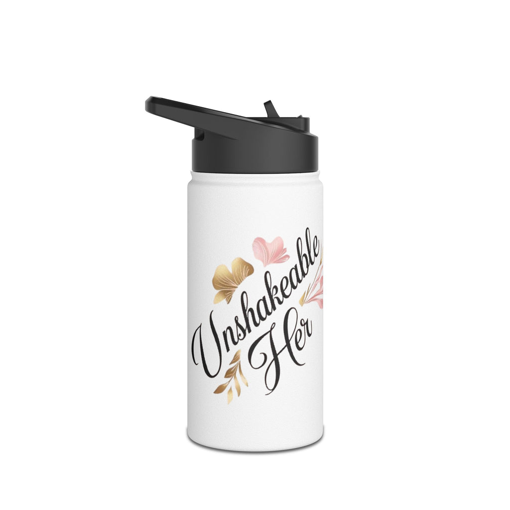 Inspirational Floral Stainless Steel Water Bottle — "Unstoppable Warrior" Design