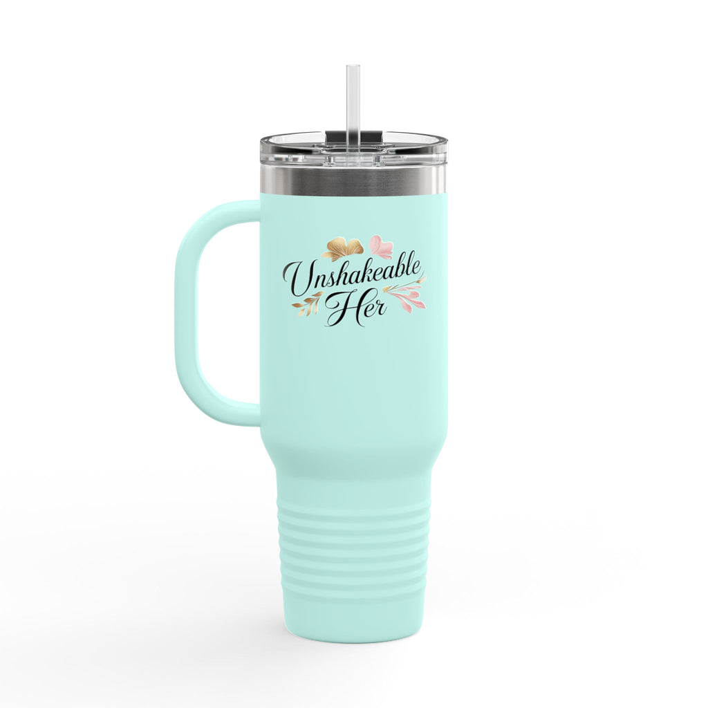 Insulated Travel Mug 40oz — "Unshakeable Her" Floral Thermal Tumbler
