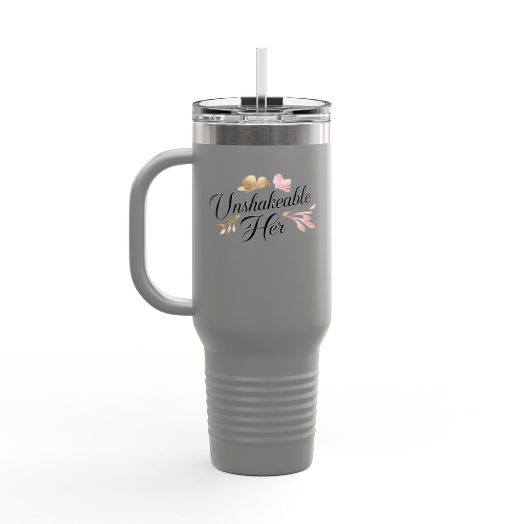 Insulated Travel Mug 40oz — "Unshakeable Her" Floral Thermal Tumbler