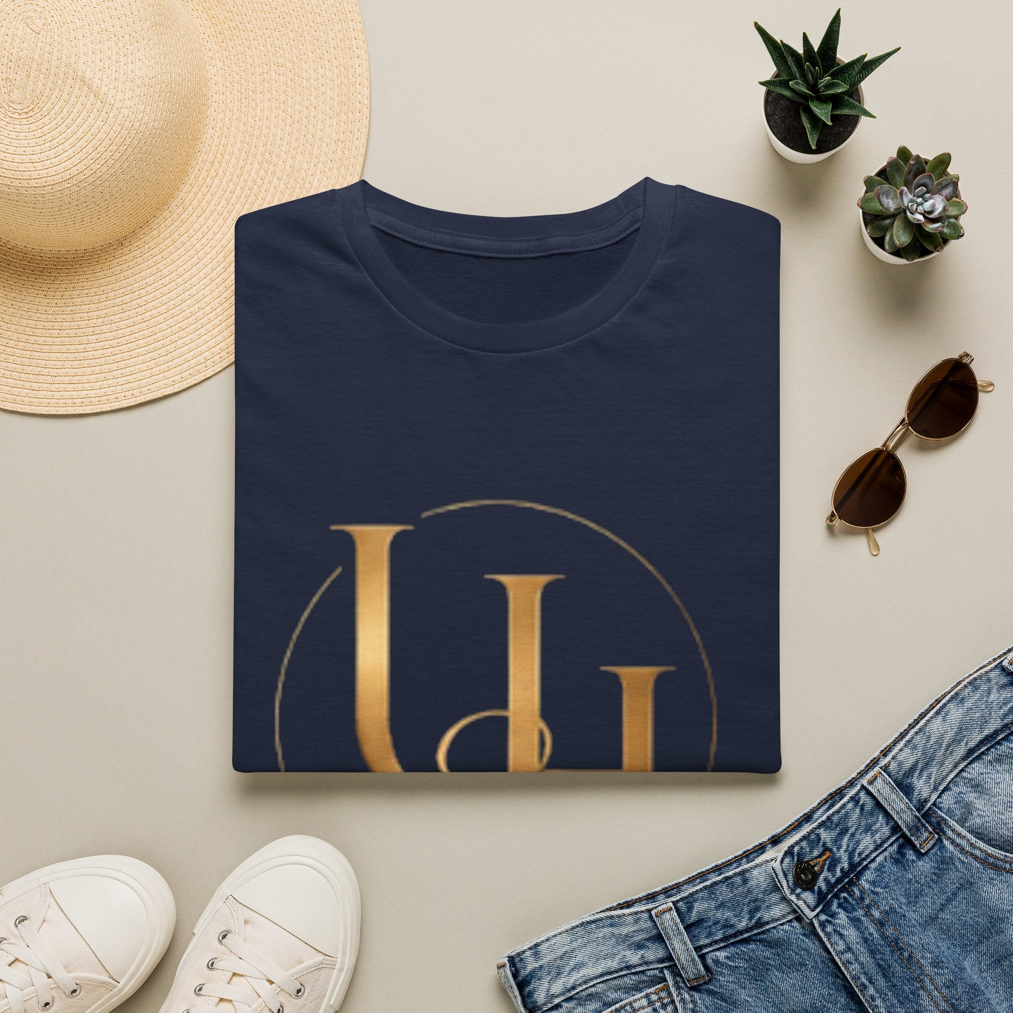 UH Monogram T-Shirt — Elegant Gold Initials Tee