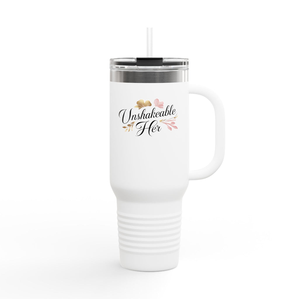 Insulated Travel Mug 40oz — "Unshakeable Her" Floral Thermal Tumbler