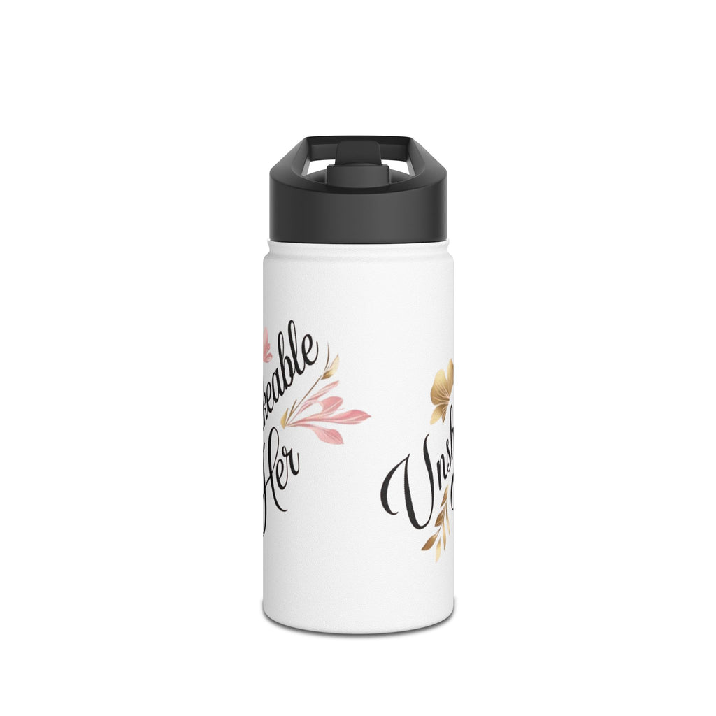 Inspirational Floral Stainless Steel Water Bottle — "Unstoppable Warrior" Design