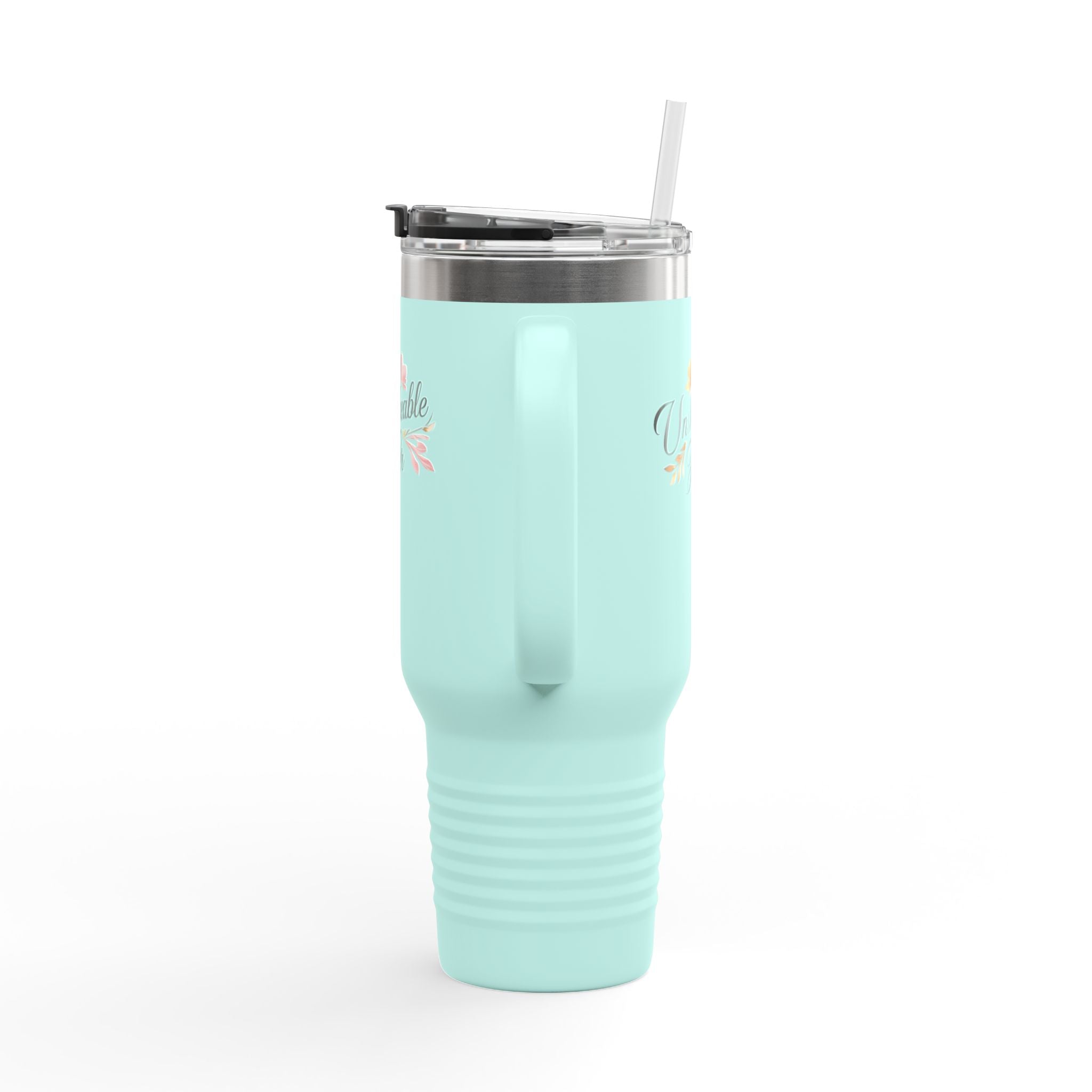 Insulated Travel Mug 40oz — "Unshakeable Her" Floral Thermal Tumbler