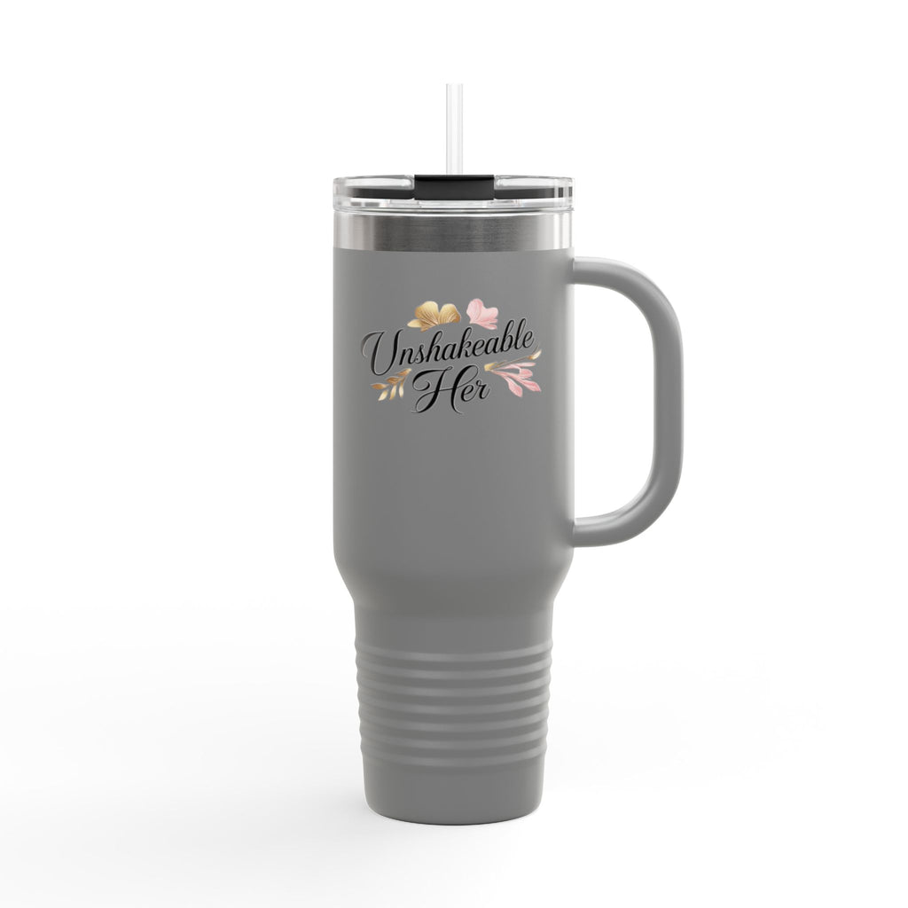 Insulated Travel Mug 40oz — "Unshakeable Her" Floral Thermal Tumbler