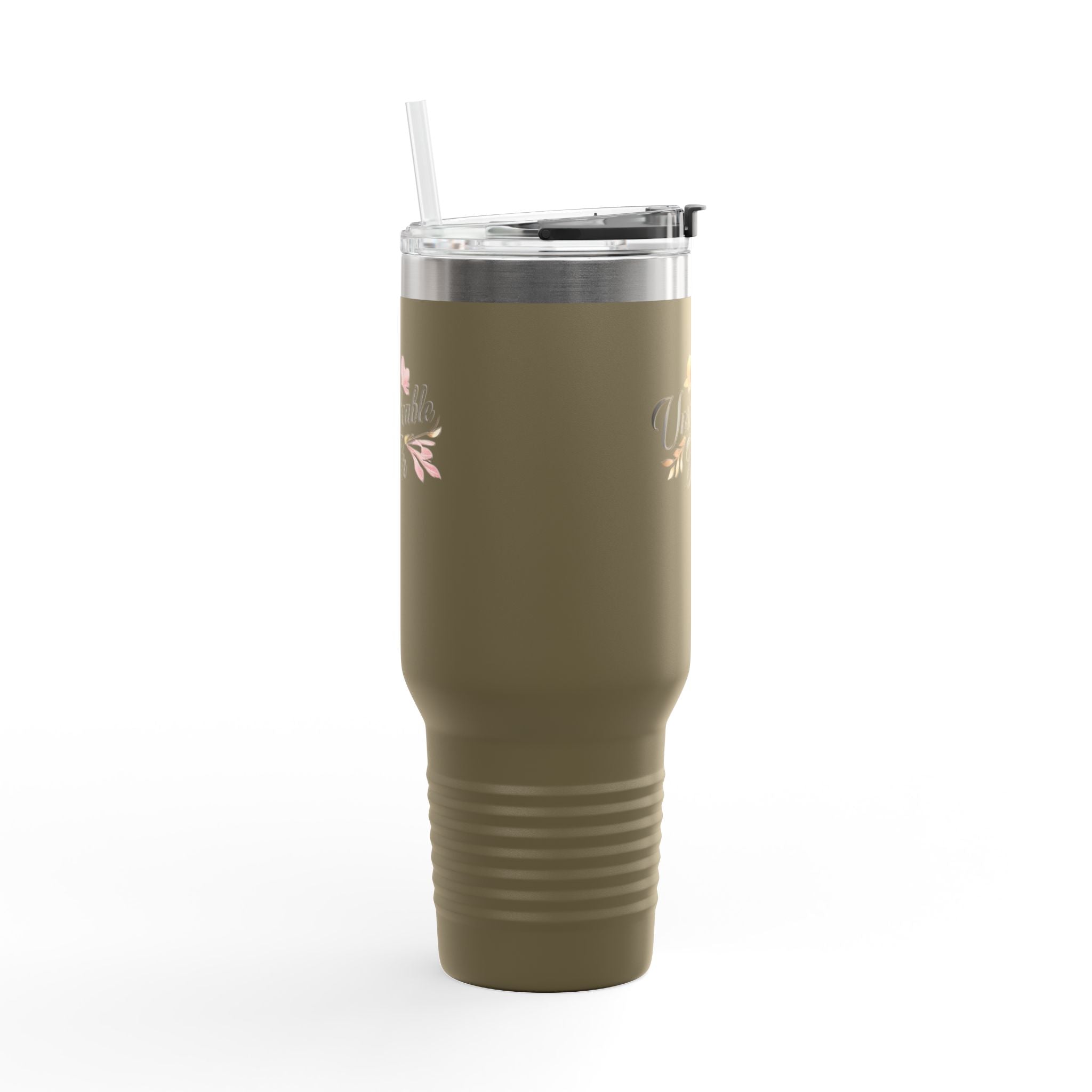 Insulated Travel Mug 40oz — "Unshakeable Her" Floral Thermal Tumbler