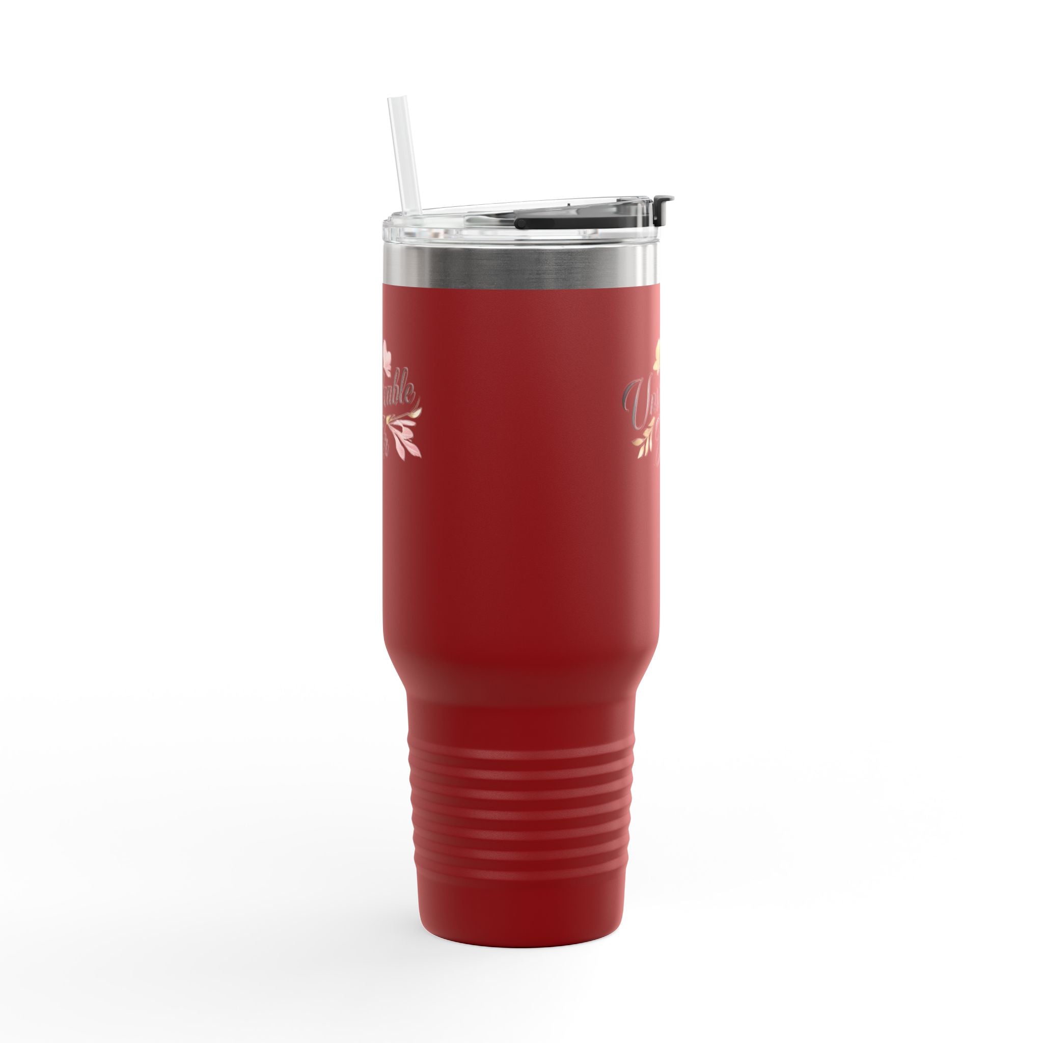 Insulated Travel Mug 40oz — "Unshakeable Her" Floral Thermal Tumbler