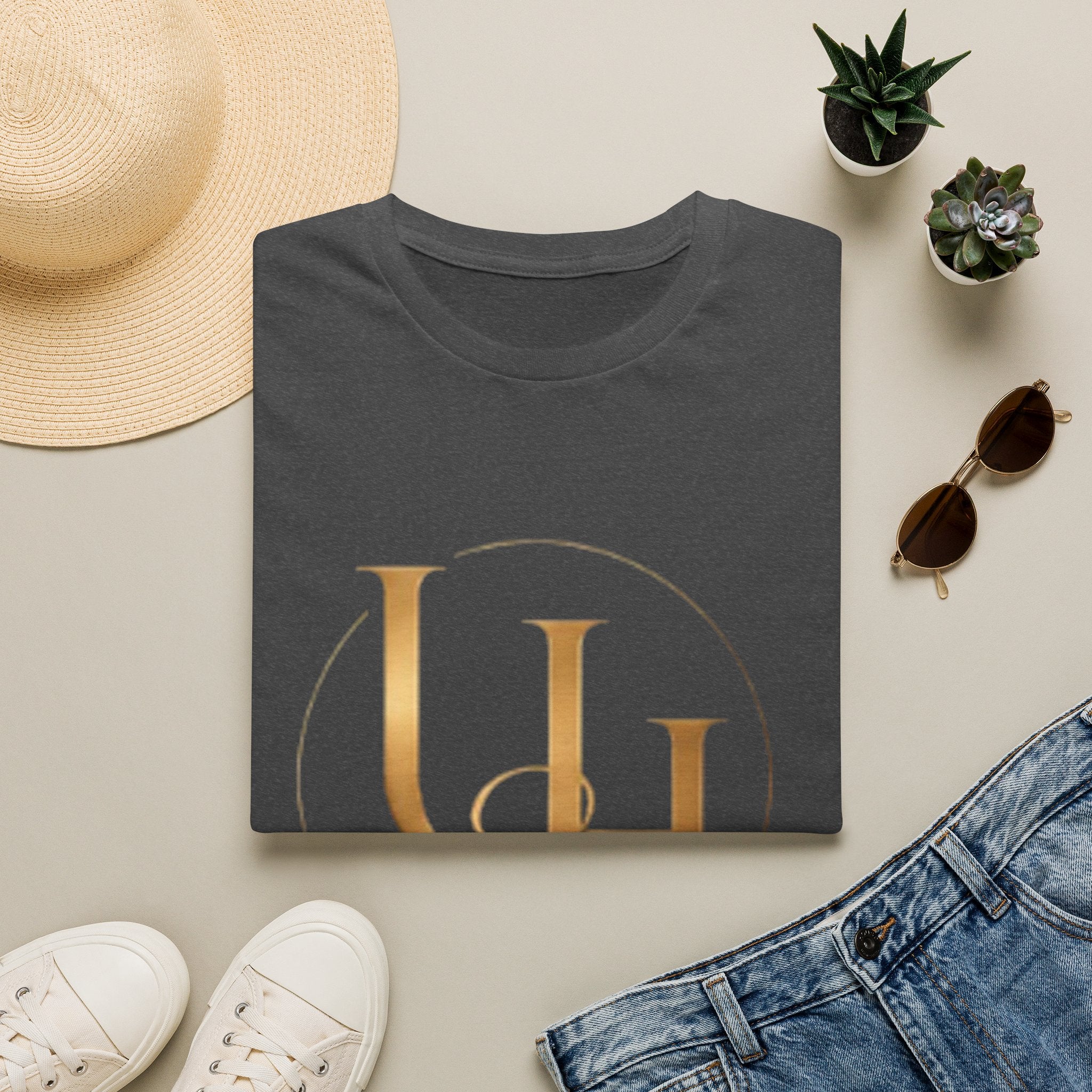 UH Monogram T-Shirt — Elegant Gold Initials Tee