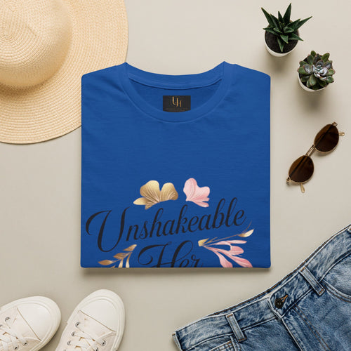 Unshakeable Her T-Shirt | Feminine Script Floral Design