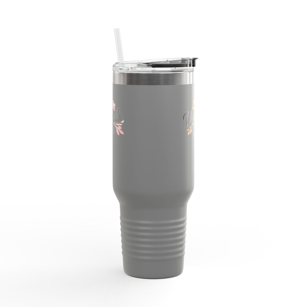 Insulated Travel Mug 40oz — "Unshakeable Her" Floral Thermal Tumbler