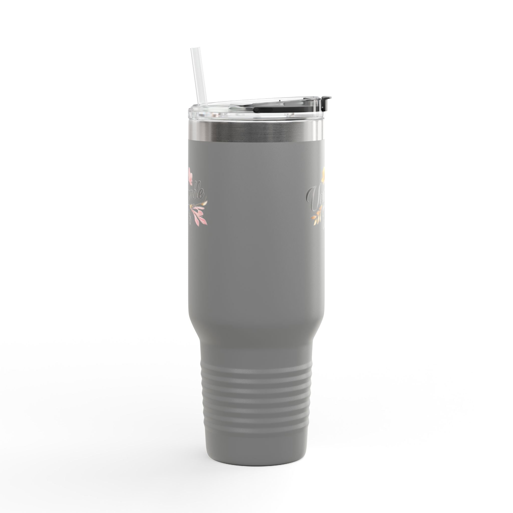 Insulated Travel Mug 40oz — "Unshakeable Her" Floral Thermal Tumbler