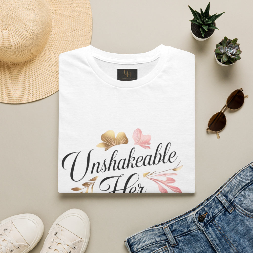 Unshakeable Her T-Shirt | Feminine Script Floral Design