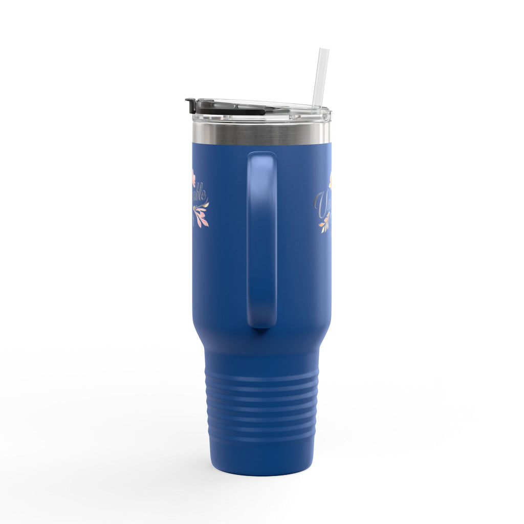 Insulated Travel Mug 40oz — "Unshakeable Her" Floral Thermal Tumbler