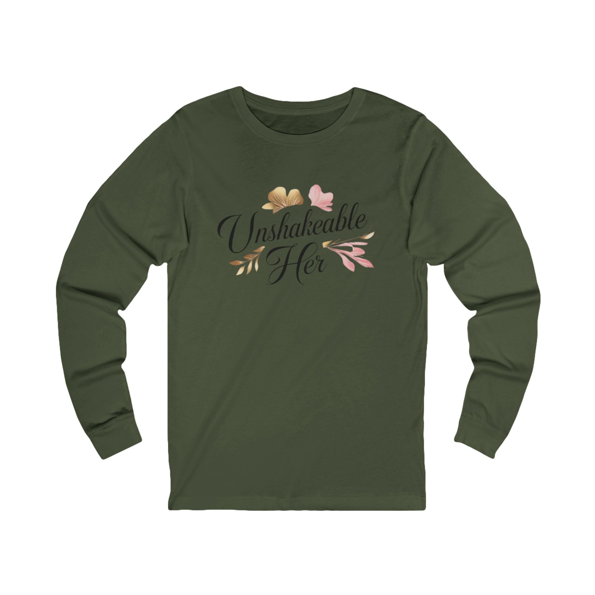 "Unshakeable Her" Long Sleeve Tee - Feminine Crown Inspirational Shirt