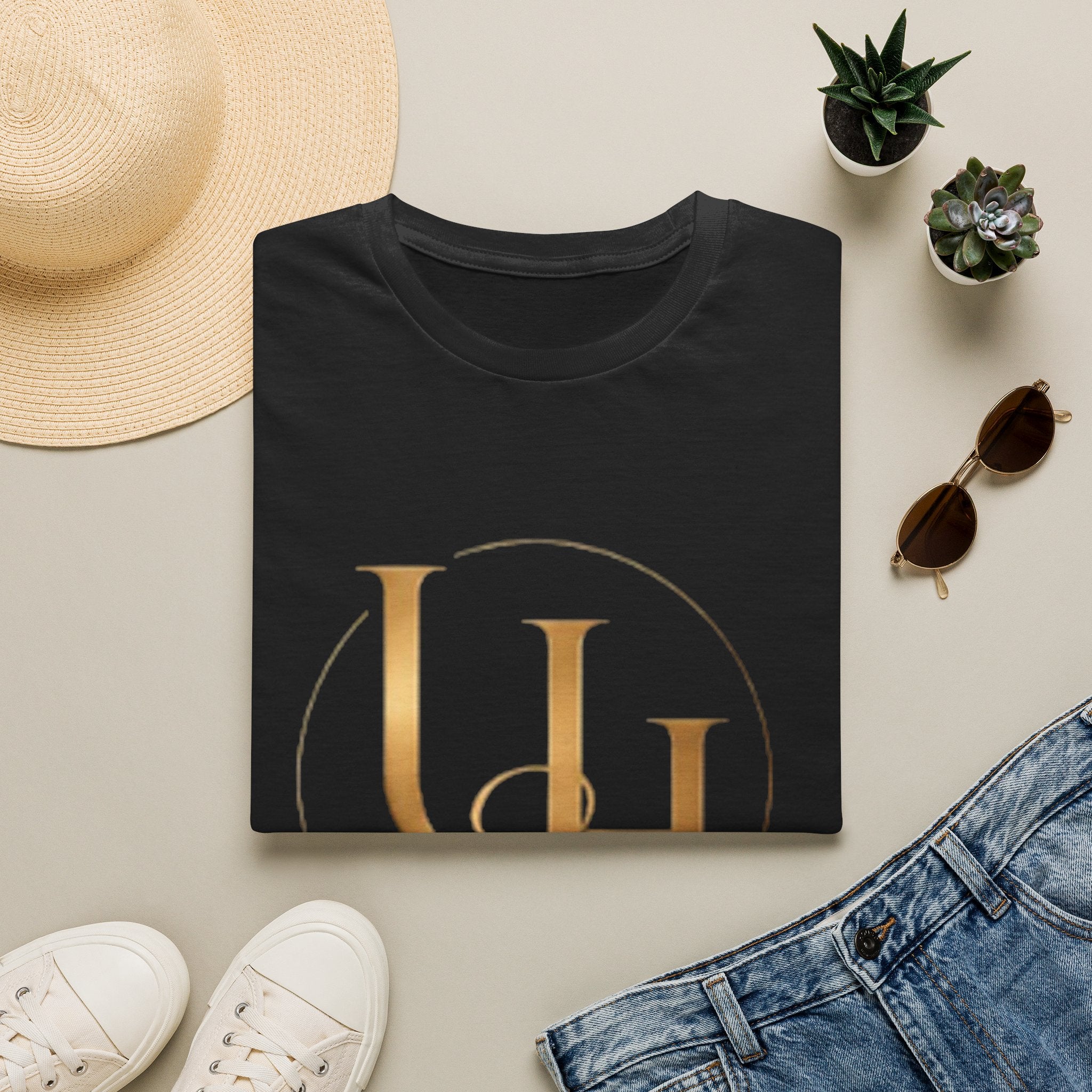 UH Monogram T-Shirt — Elegant Gold Initials Tee